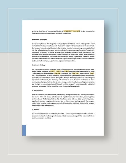 Private Equity Investment Memo Template - Word (DOC ...