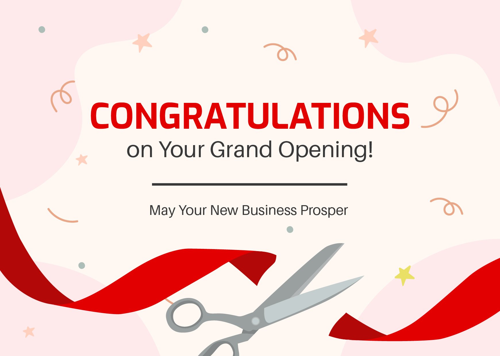 Grand Opening Congratulations Card Template