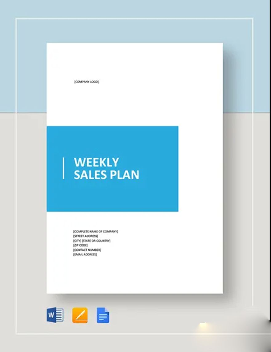 Weekly Sales Plan Template in Word, Google Docs, PDF, Apple Pages