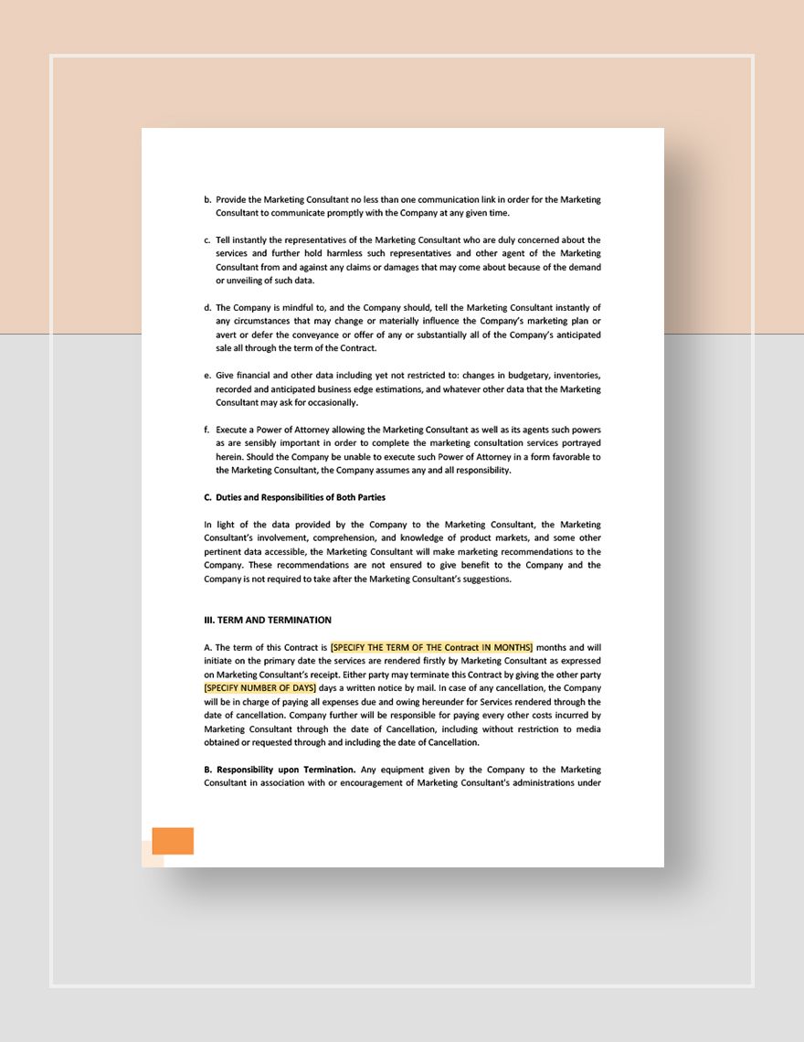 Marketing Consulting Contract Template