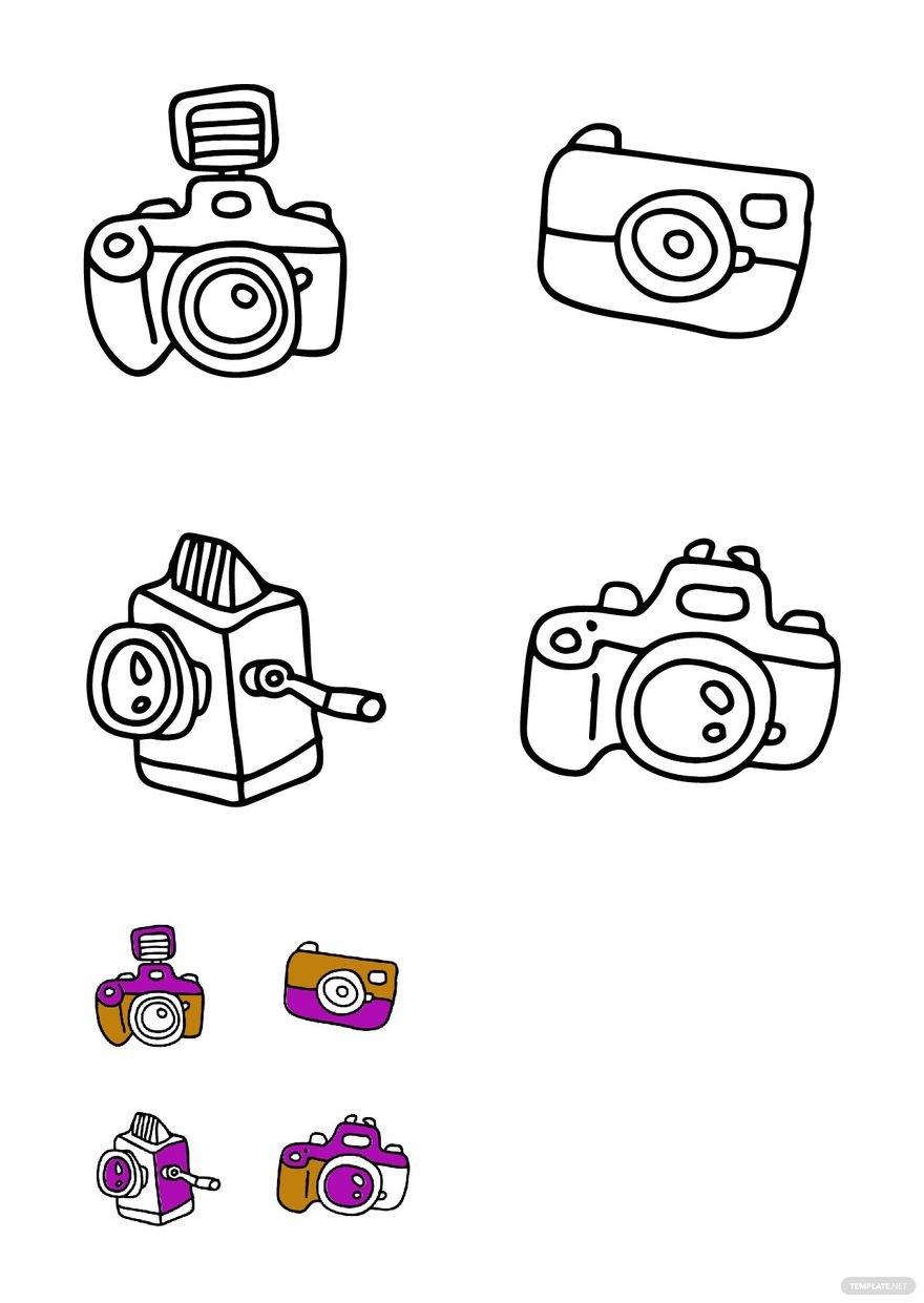 Camera Doodle Coloring Page in PDF