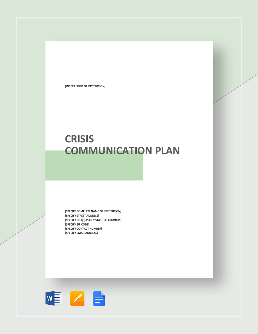 Crisis Communication Plan Template Google Docs Word Apple Pages 