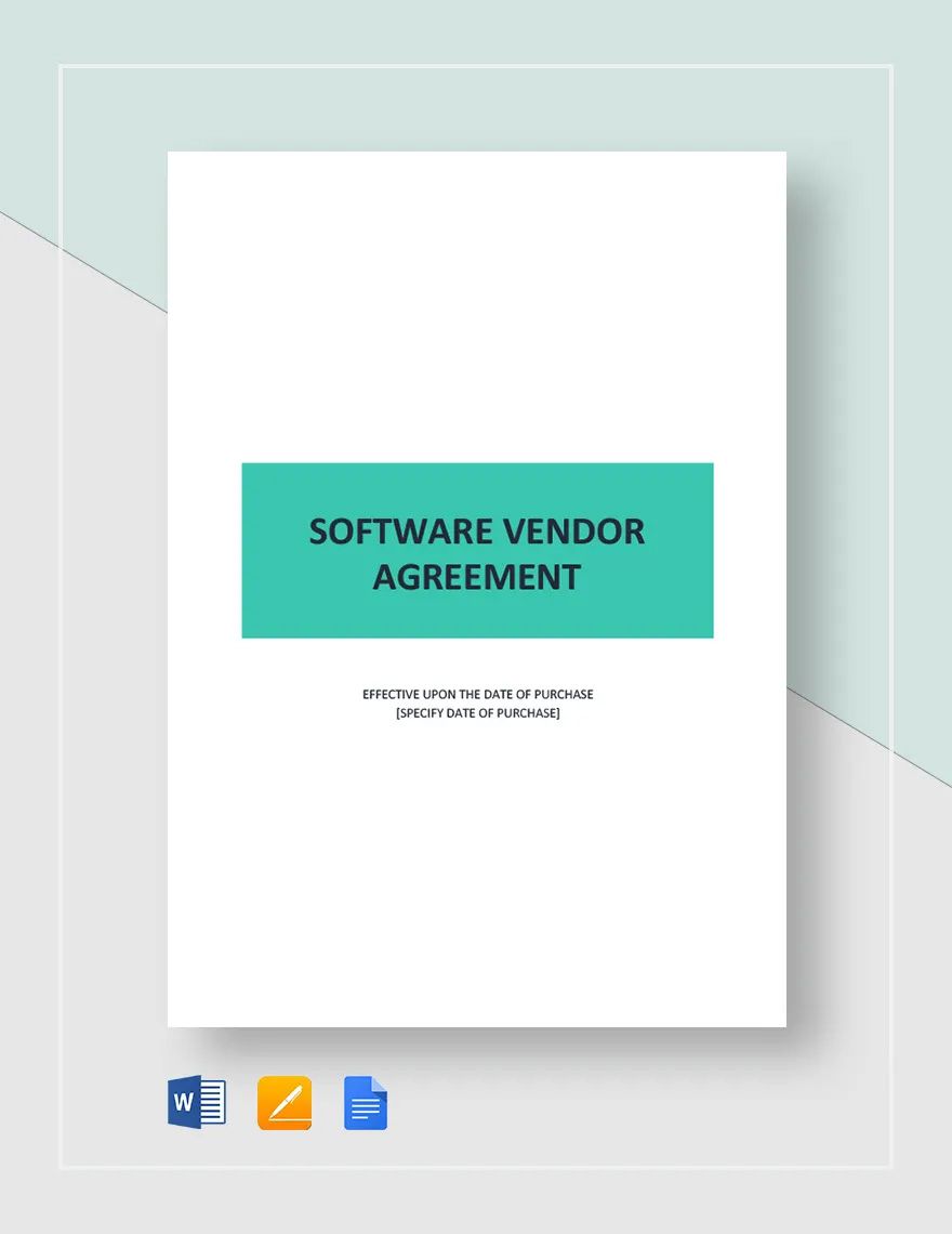 Software Vendor Agreement Template