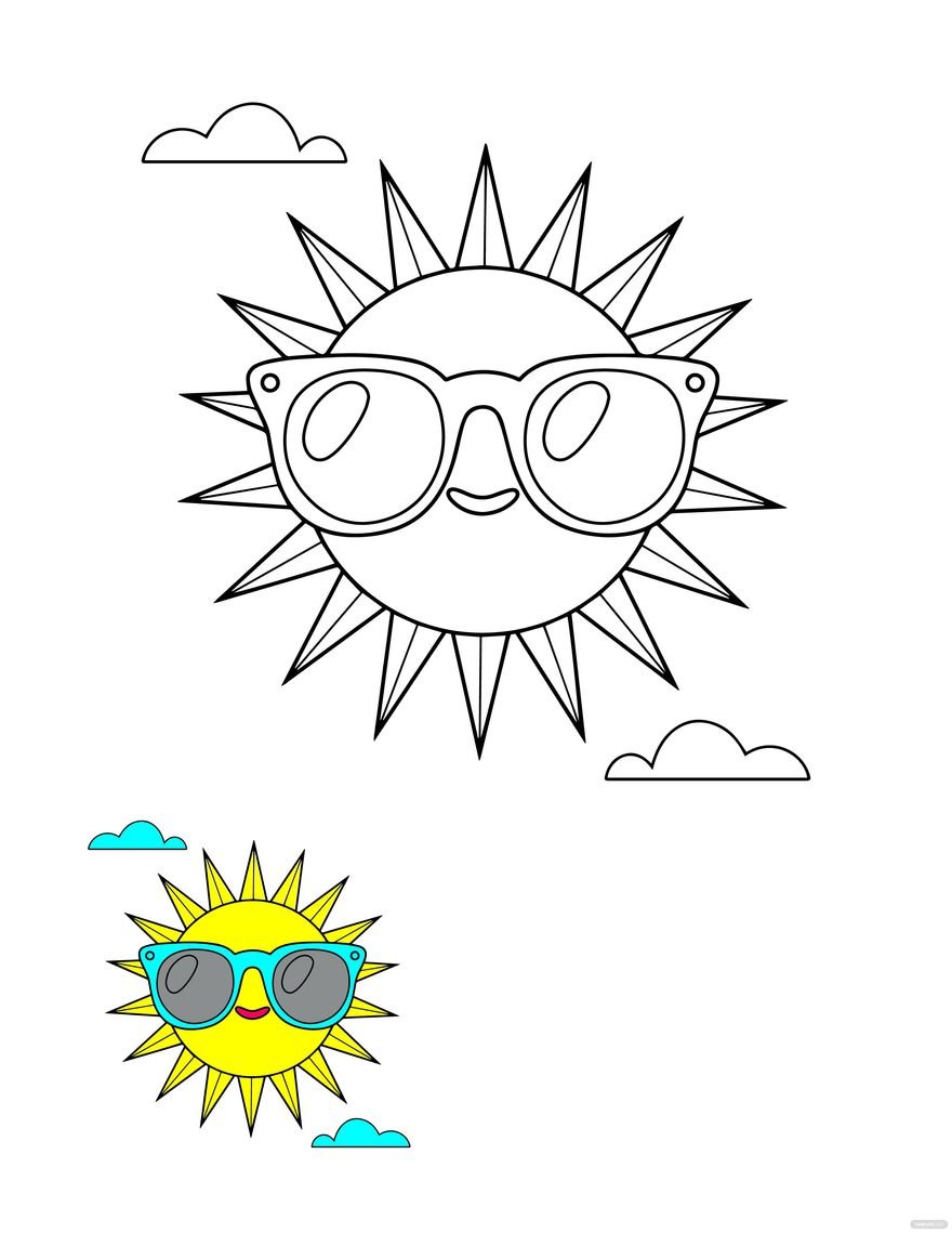 Happy Summer Coloring Page in PDF, JPG