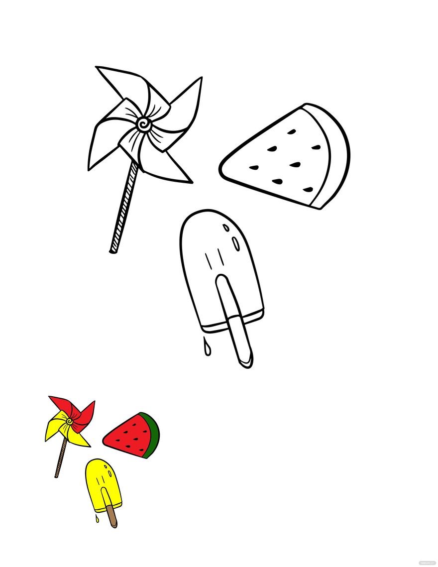 Summer Coloring Page For Kids in PDF, JPG