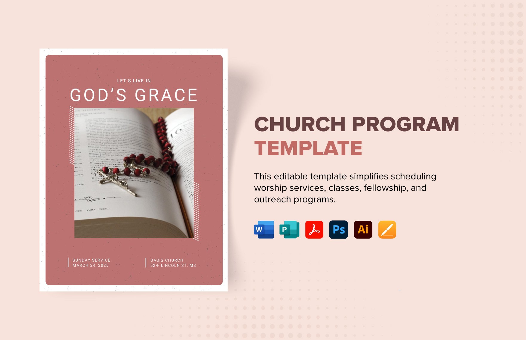 Church Program Template in Word, PDF, Illustrator, PSD, Apple Pages, Publisher