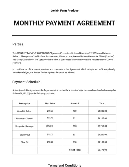 38  Payment Agreement Word Templates Free Downloads Template net