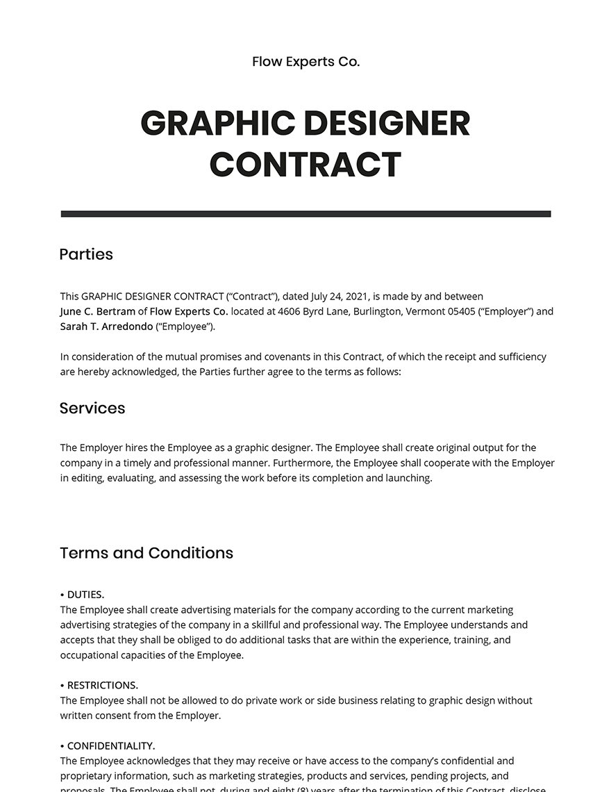 Graphic Designer Contract Template Google Docs, Word, Apple Pages