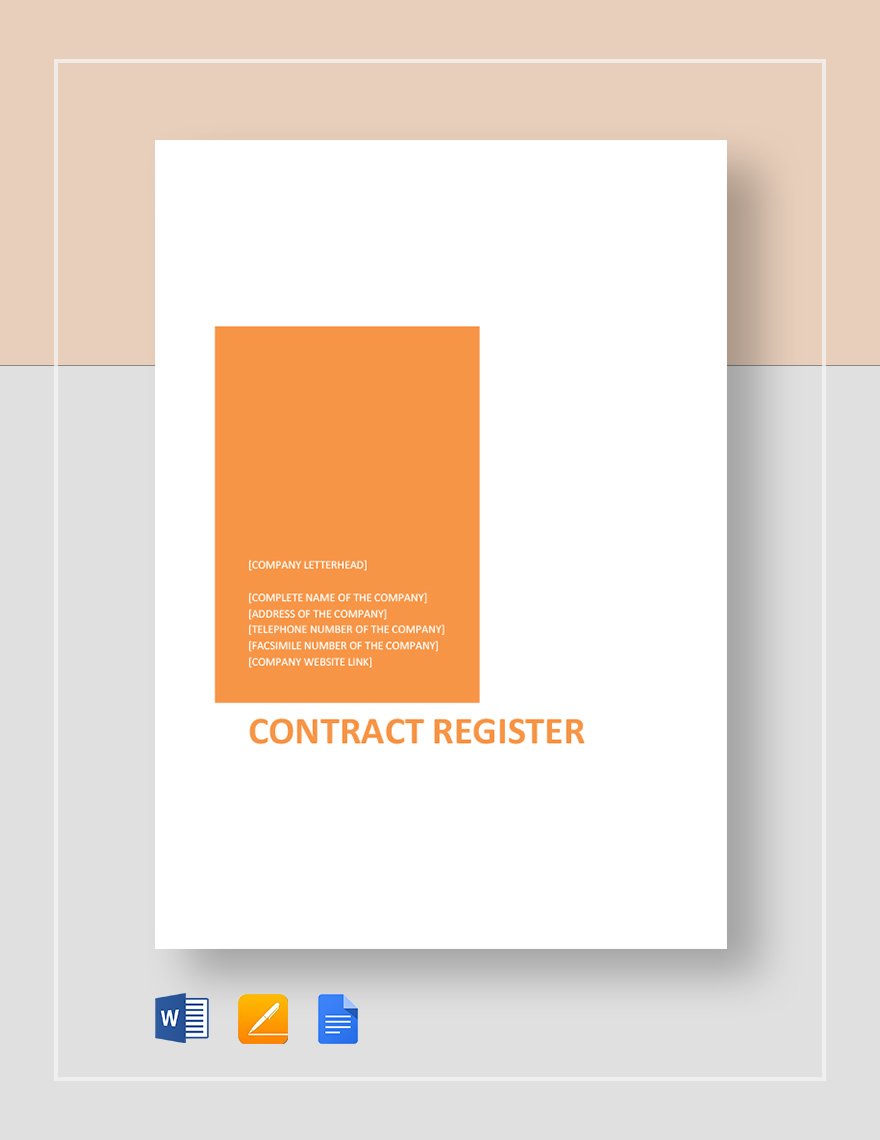 Contract Register Template in Word, Google Docs, Apple Pages