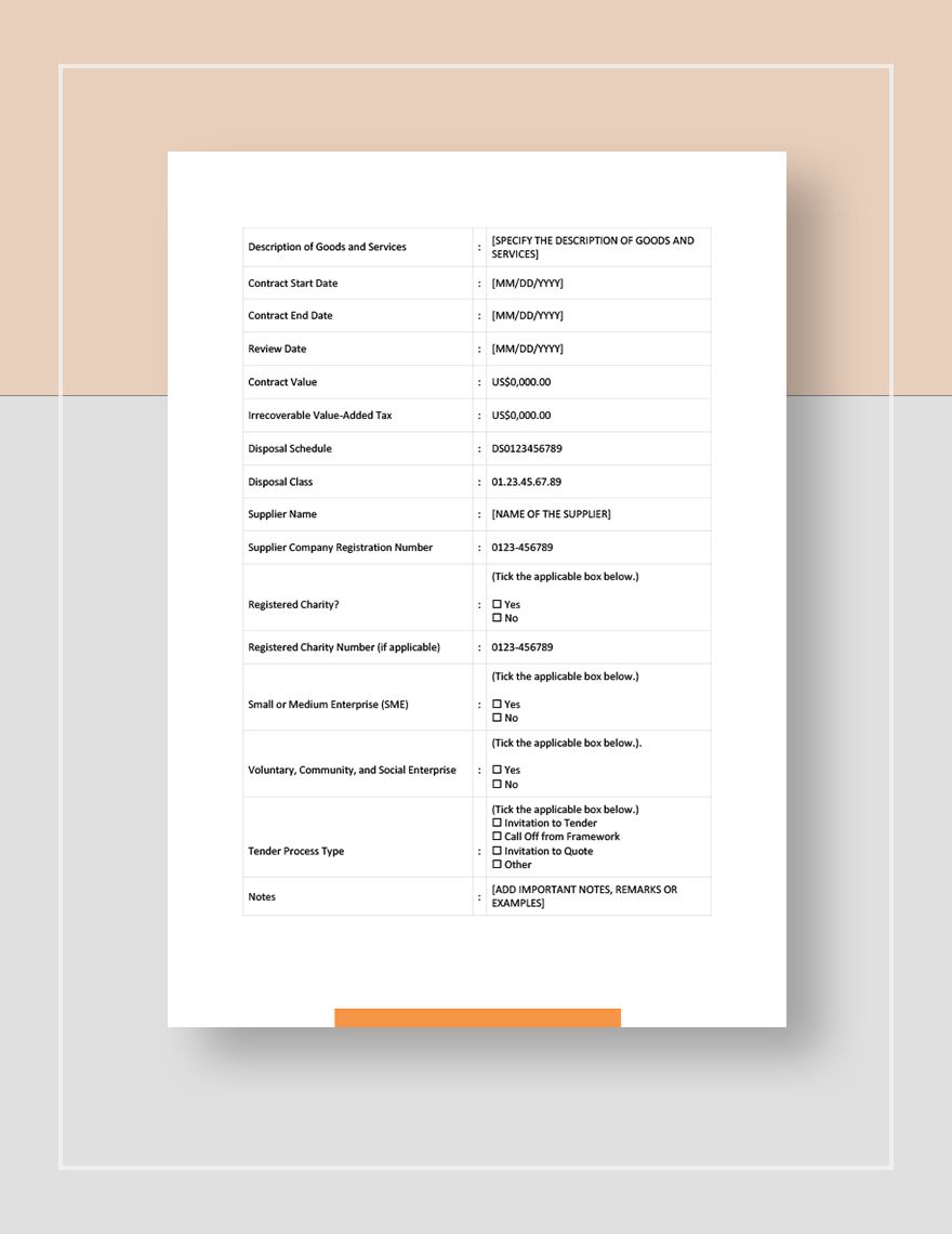 Contract Register Template