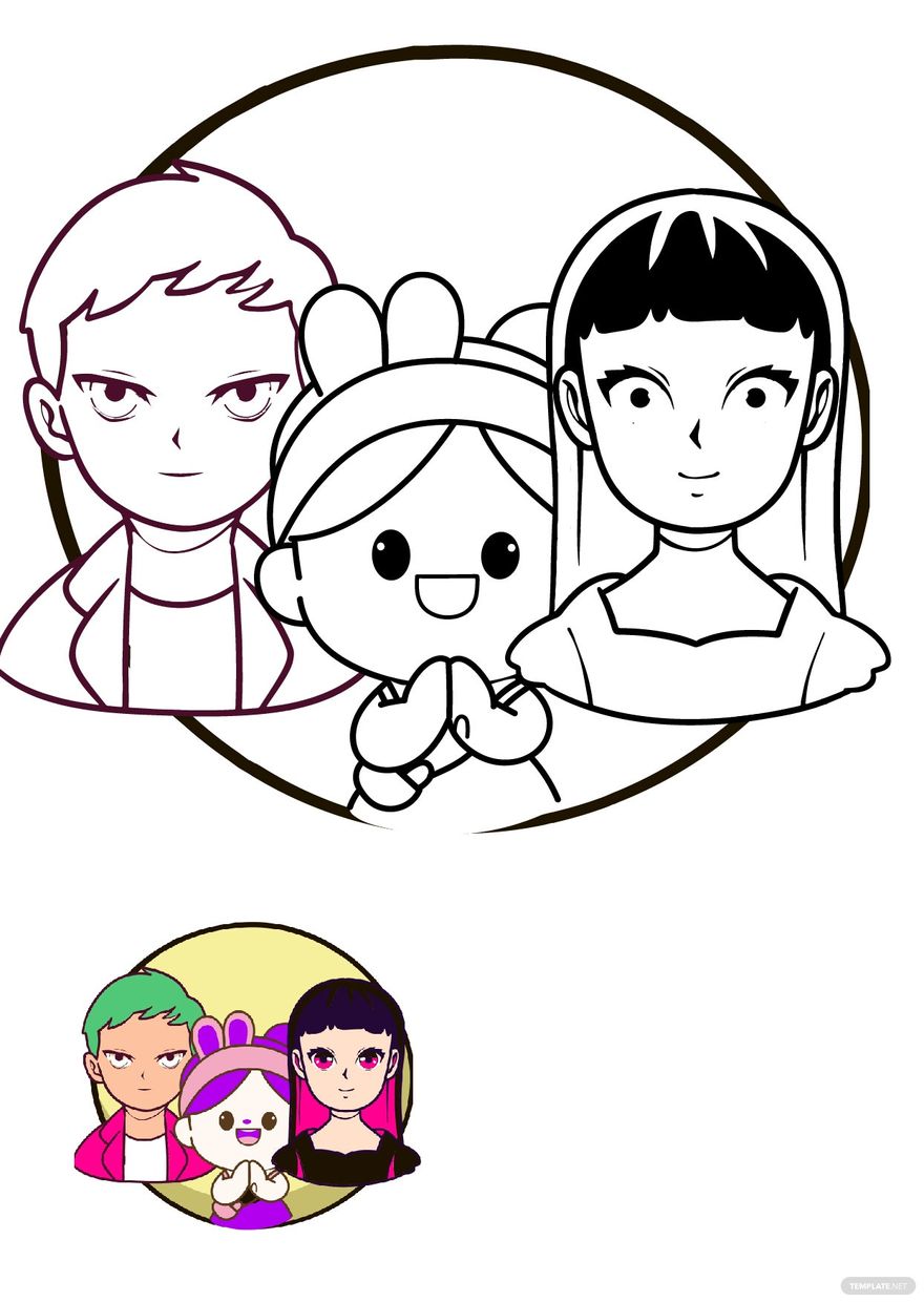 Anime Character Coloring Pages 24187762 Vector Art at Vecteezy