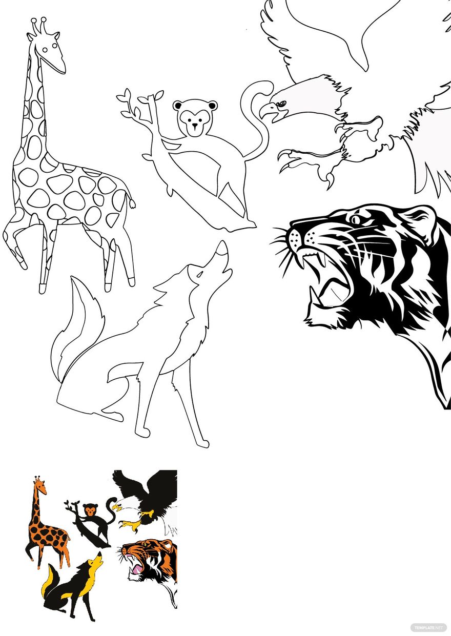 Wild Animal Coloring Pages in PDF
