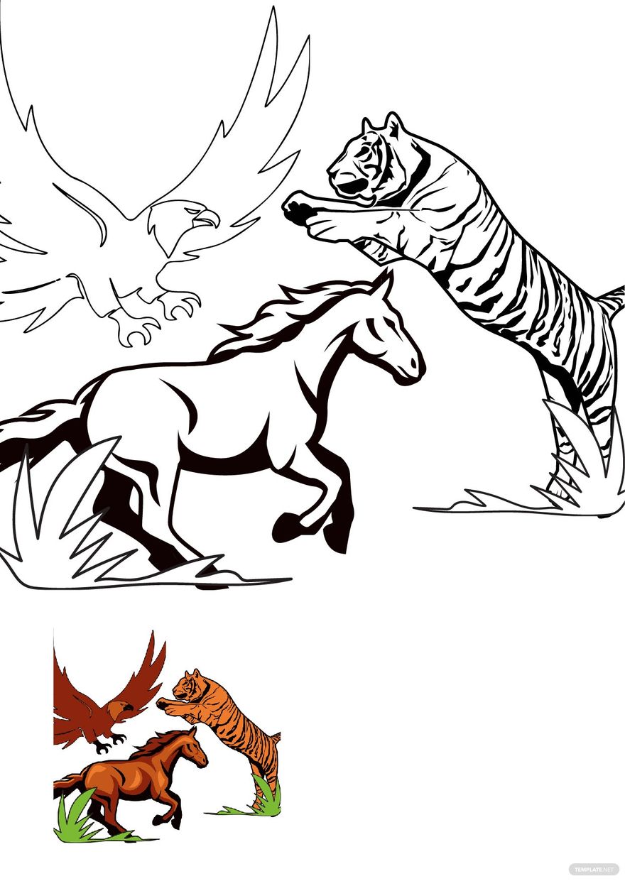 Realistic Animals Coloring Pages in PDF