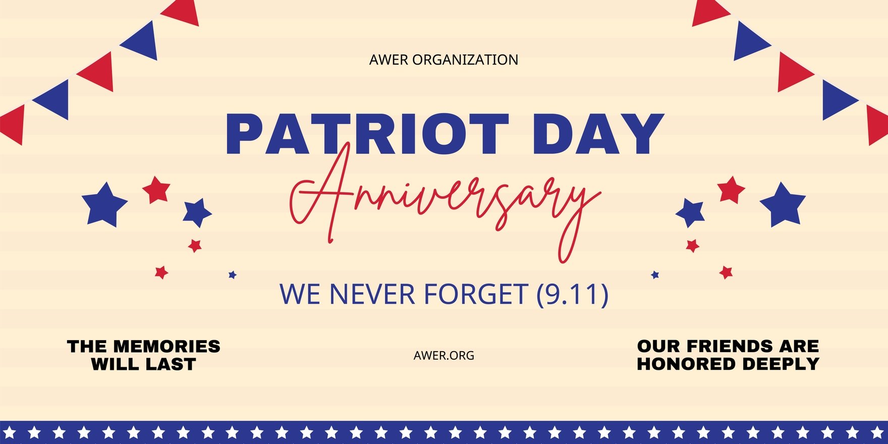 Patriot Day Never Forget 911 Anniversary Banner