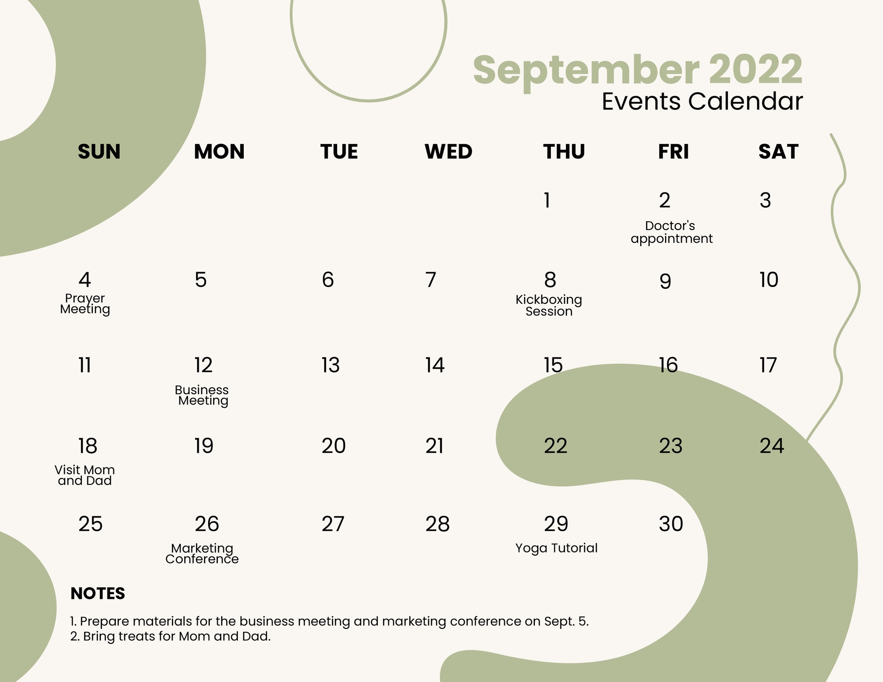 Cute September 2022 Calendar Template in PSD, Illustrator, Word - Download | Template.net