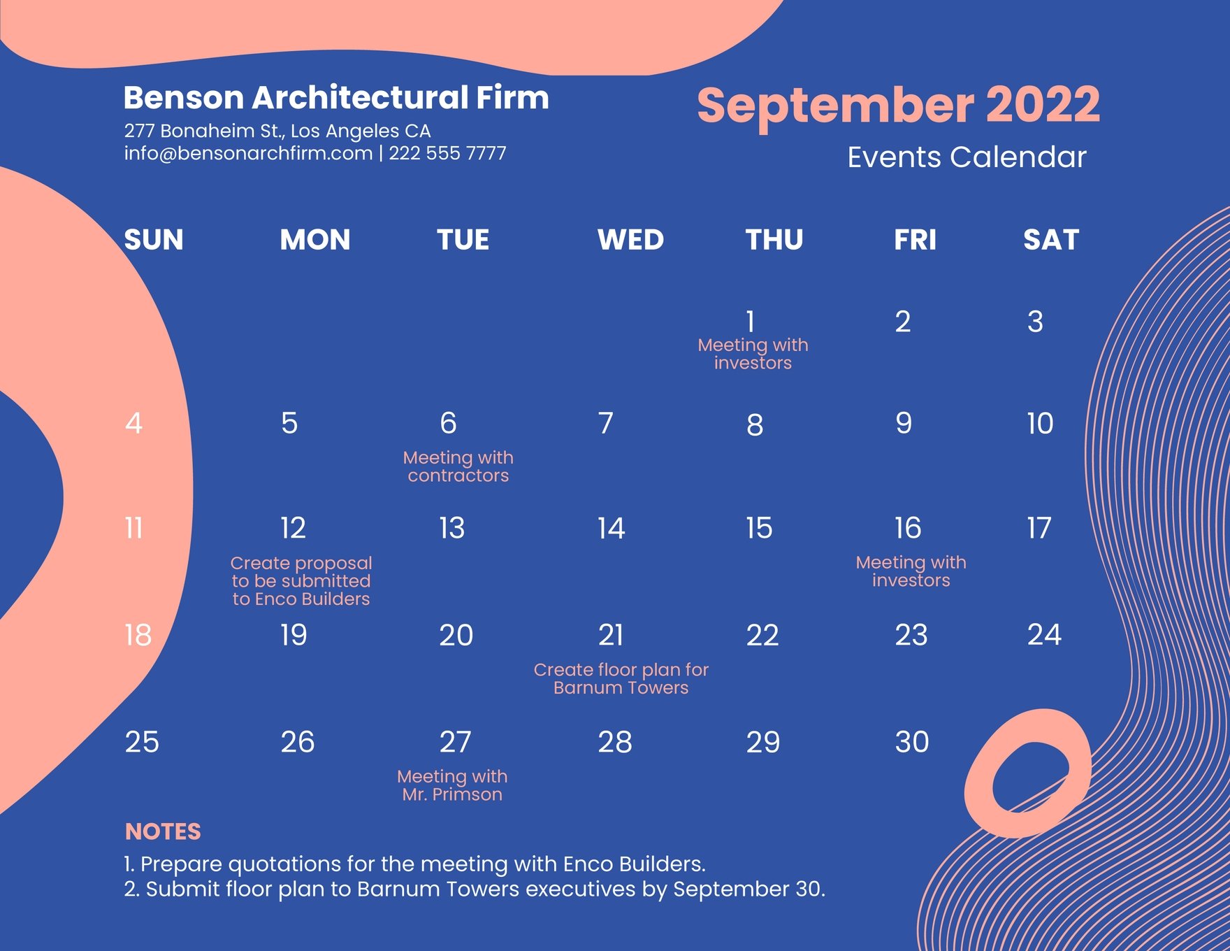 September 2022 Monthly Calendar Template