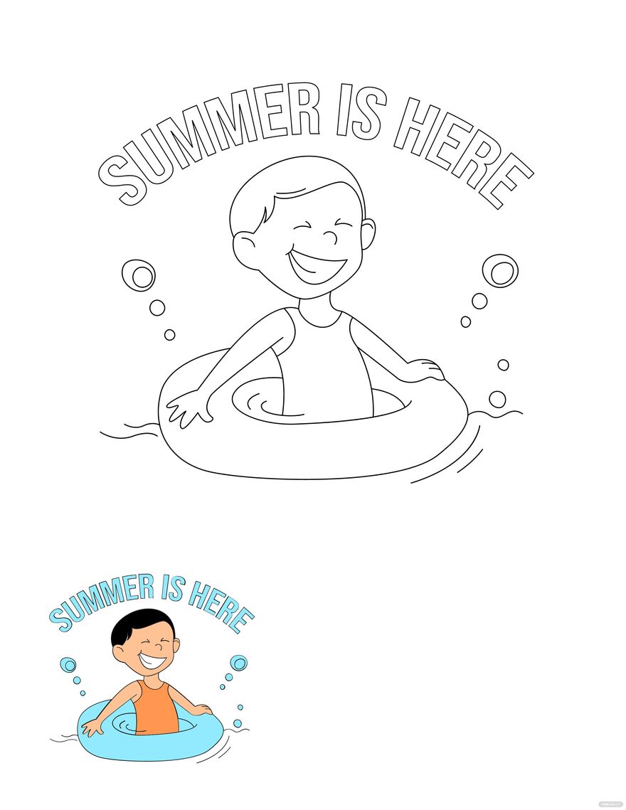 Summer Is Here Coloring Page in PDF, JPG