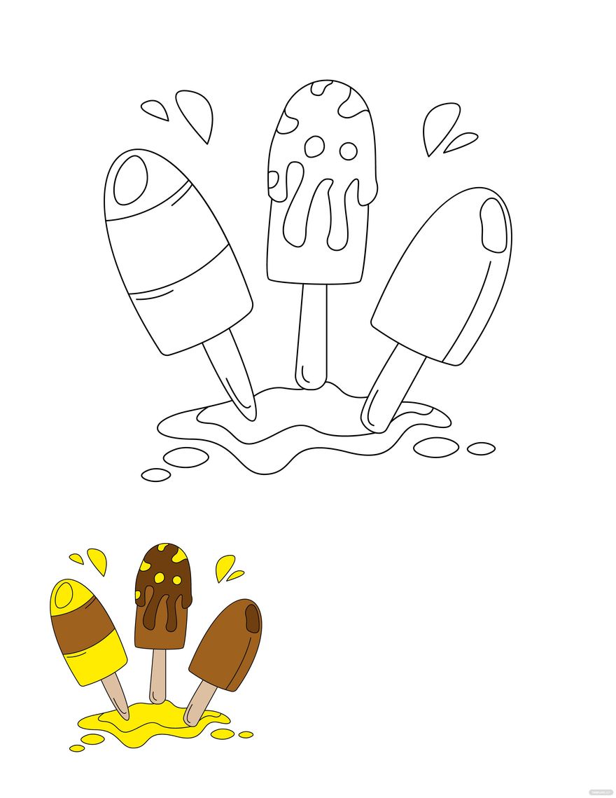 Free Summer Popsicle Coloring Page in PDF, JPG