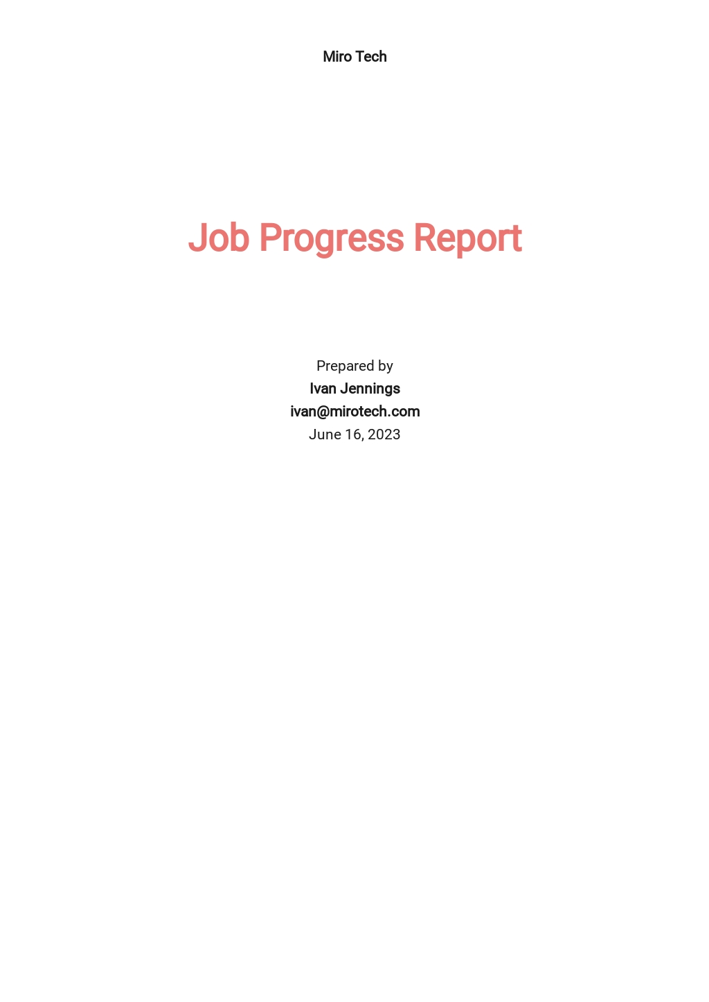 Career Report Template