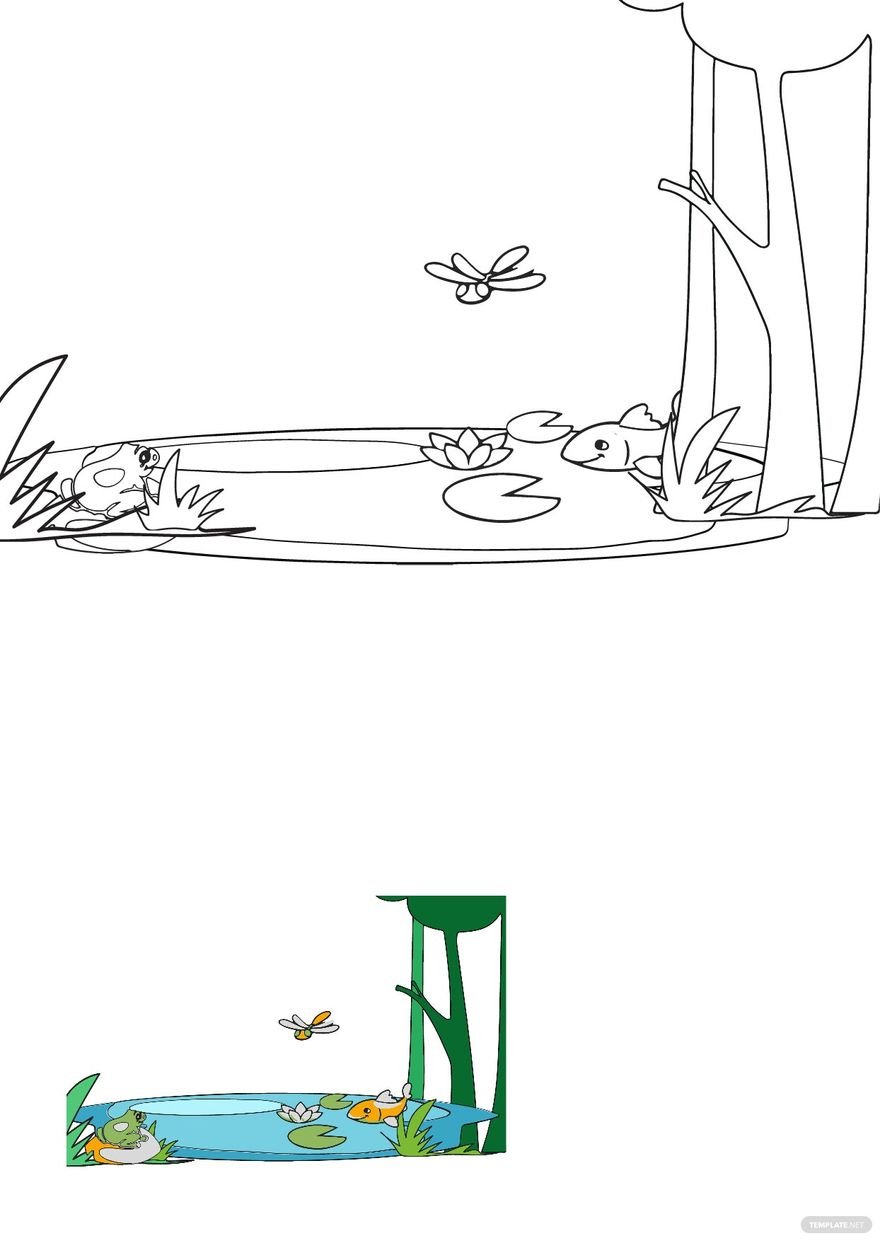 Pond Animals Coloring Pages Template