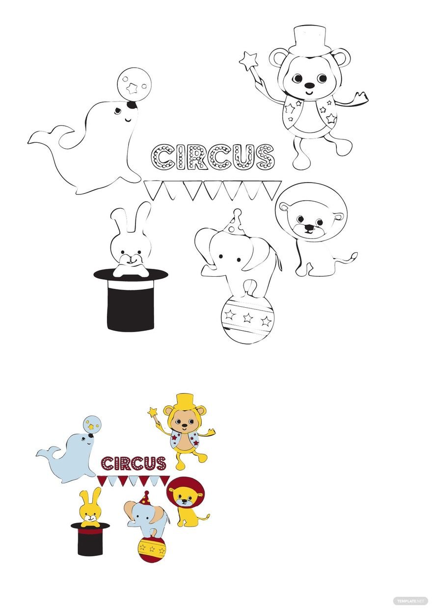 Circus Animals Coloring Pages Template