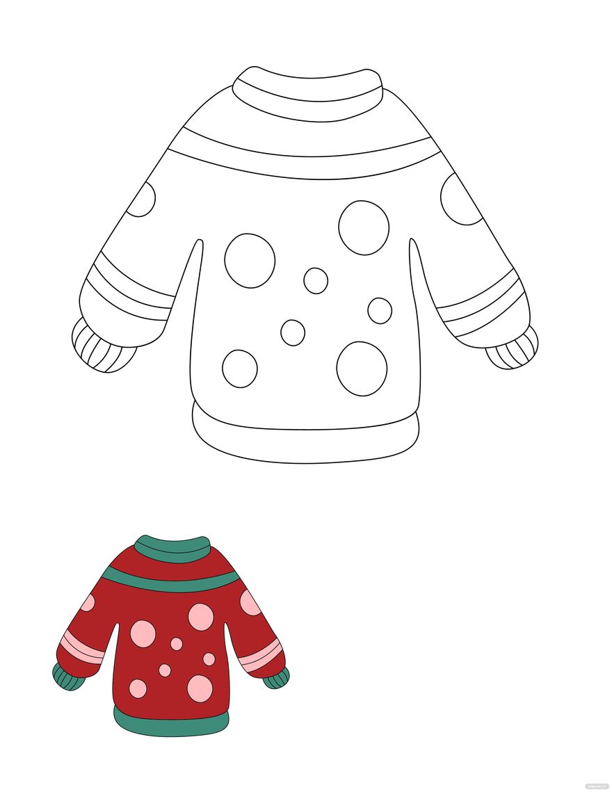 Christmas Sweater Coloring Page Template