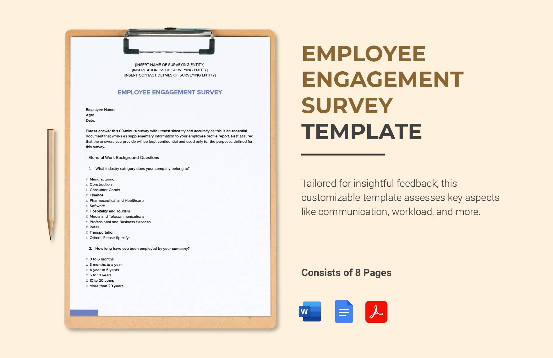 Employee Engagement Survey Template in Word, Google Docs, PDF, Apple Pages
