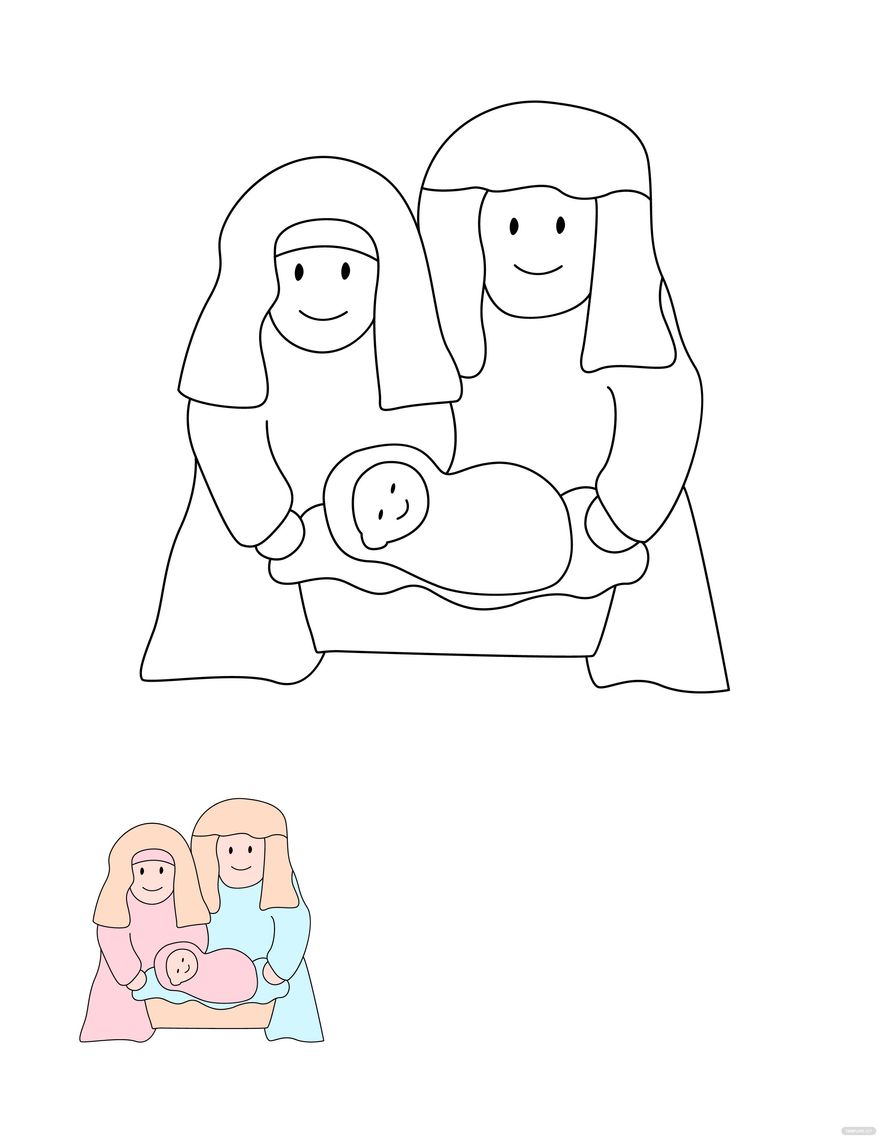 Christmas Nativity Coloring Page Template