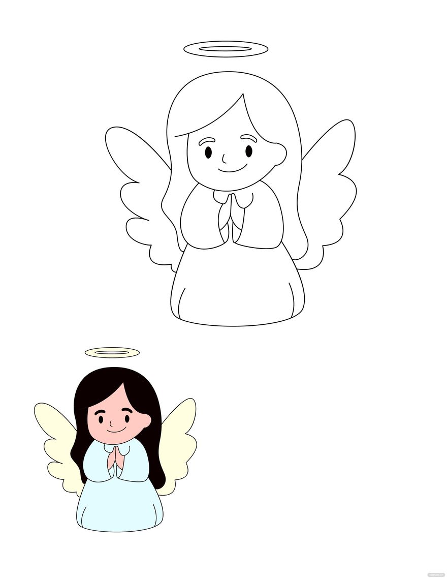 Christmas Angel Coloring Page Template