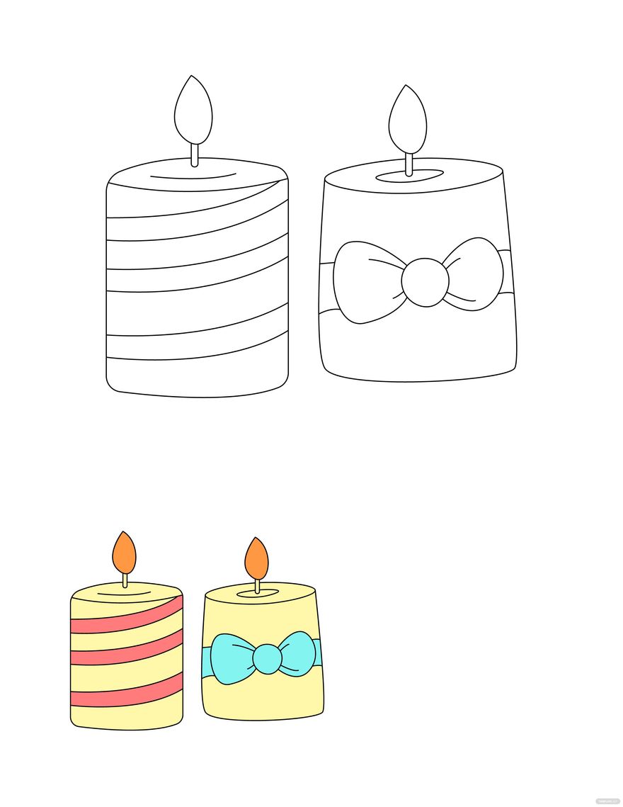 Free Christmas Candle Coloring Page in PDF, JPG