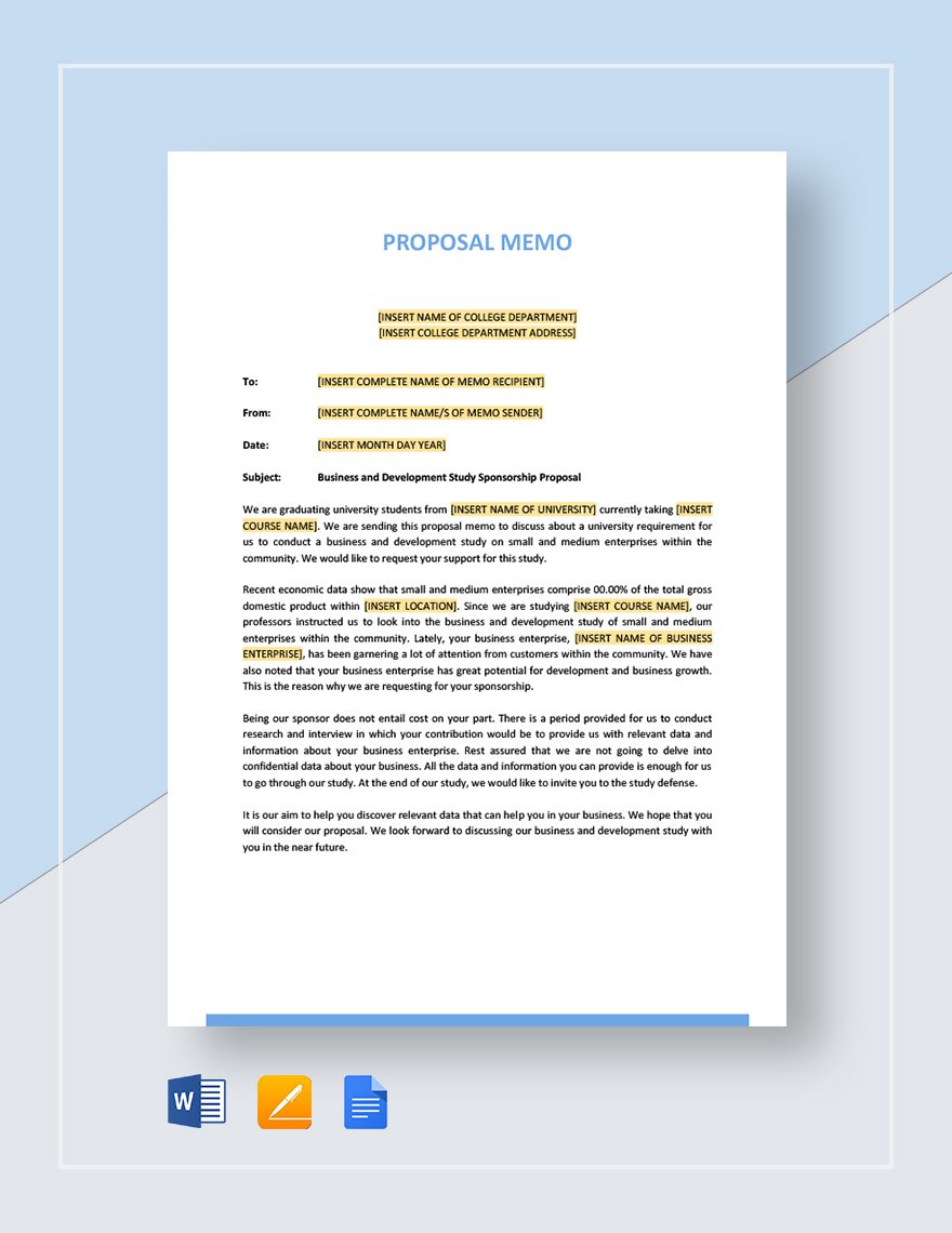 Proposal Memo Template Google Docs, Word, Apple Pages