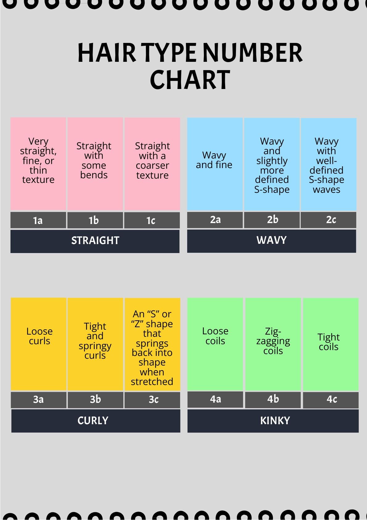 Hair Type Number Chart Template