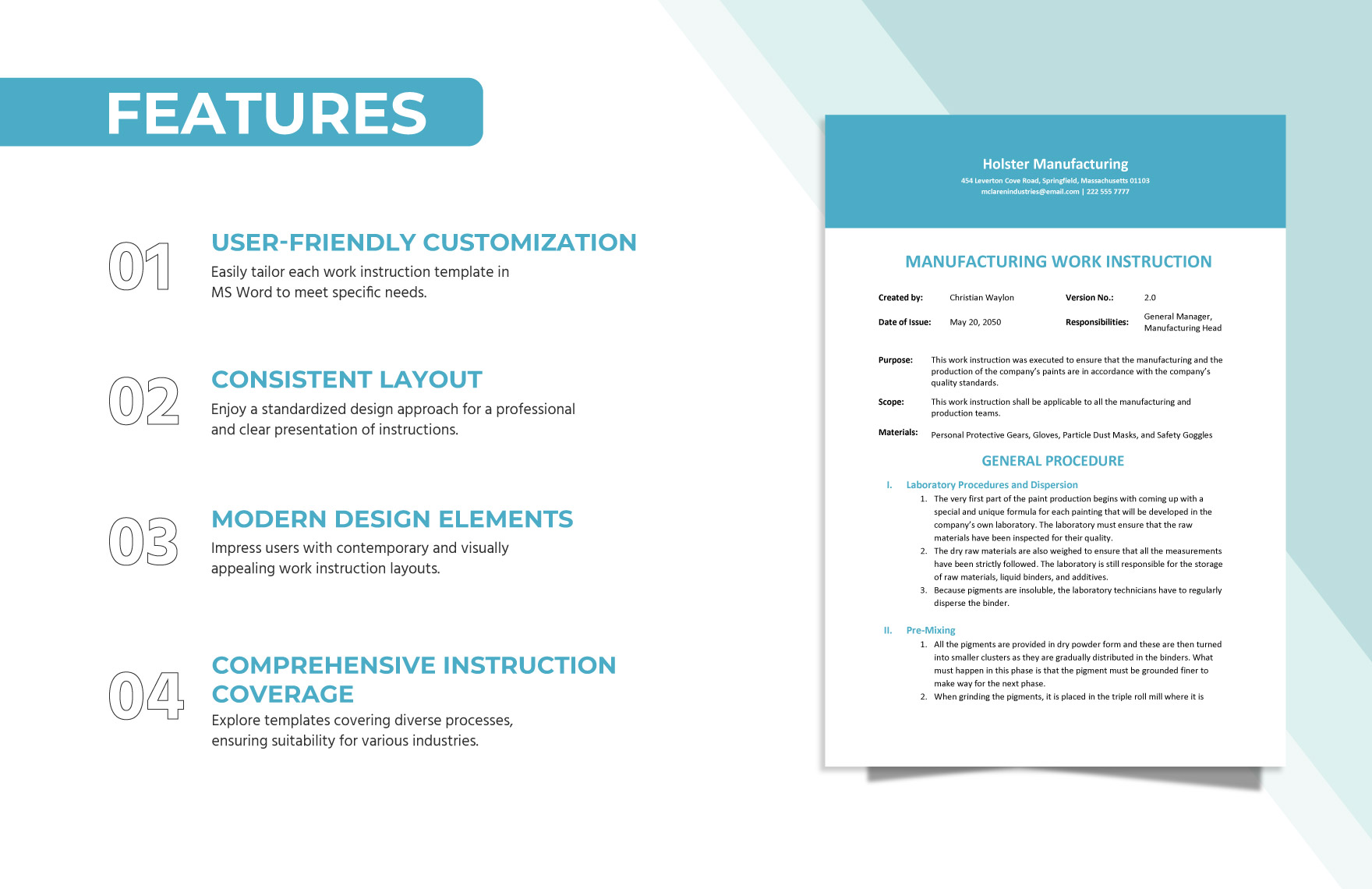 Manufacturing Work Instruction Template
