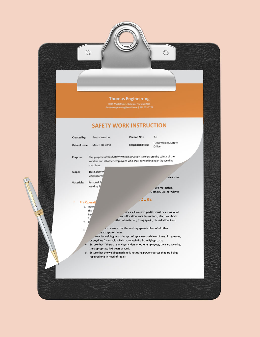 Safety Work Instruction Template