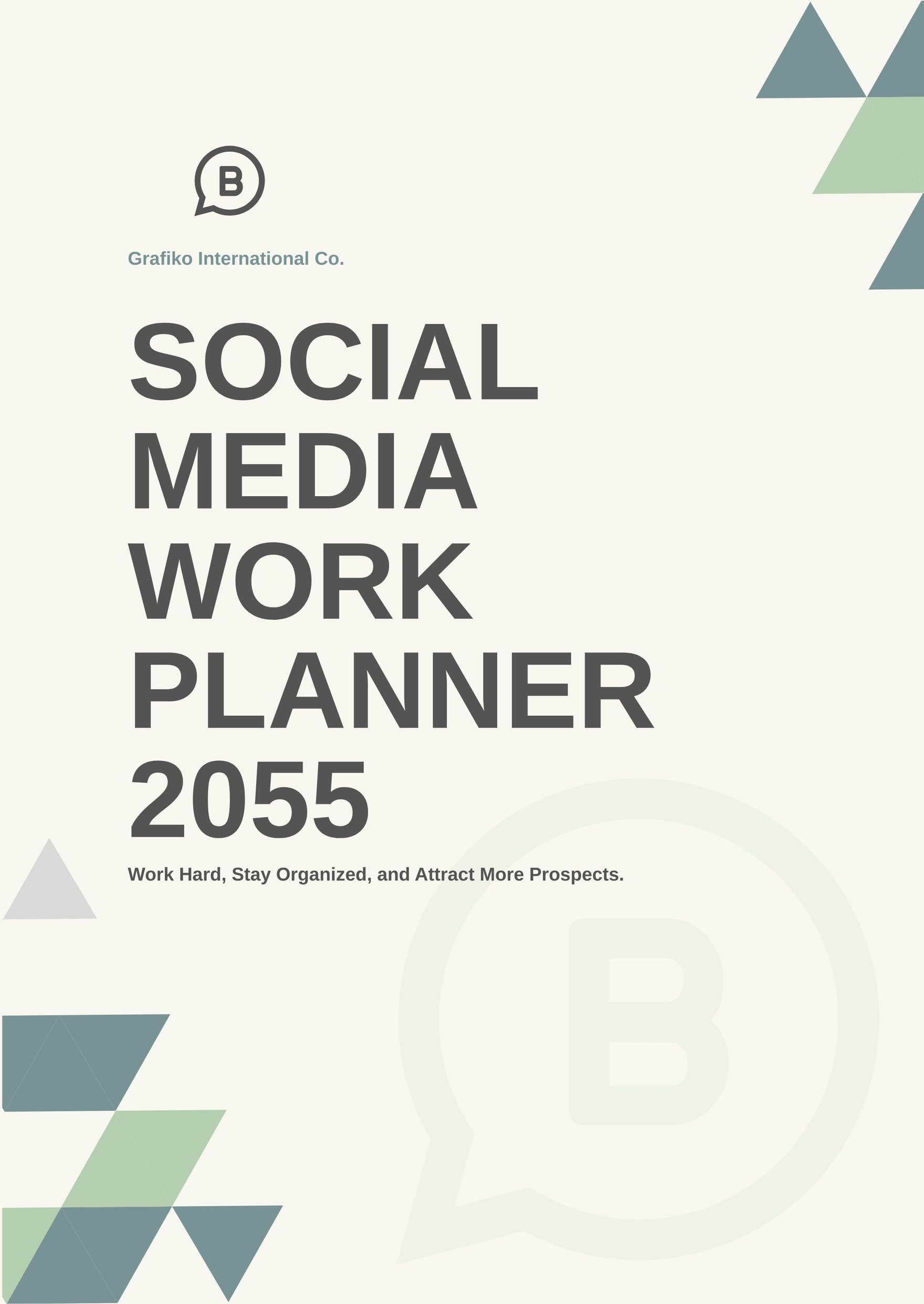 Work Planner Cover Template
