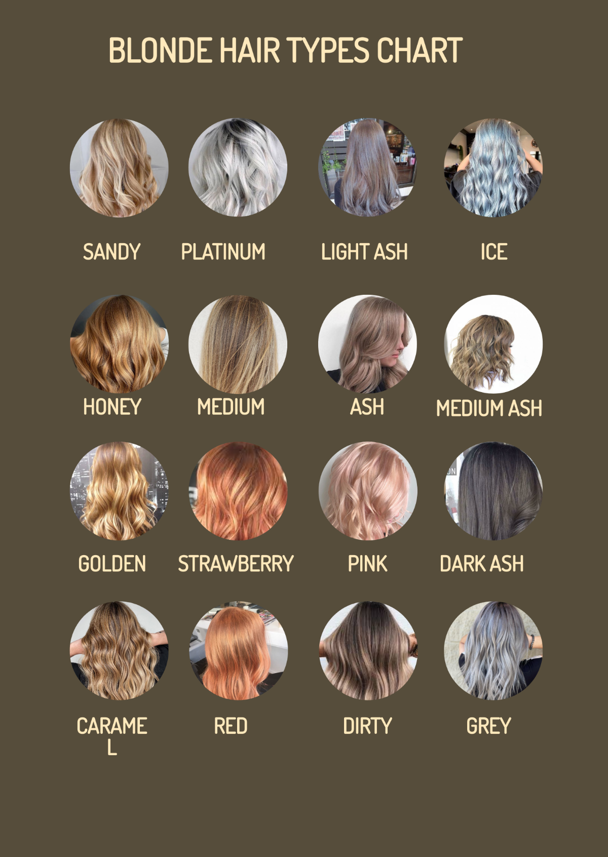 Blonde Hair Types Chart Template