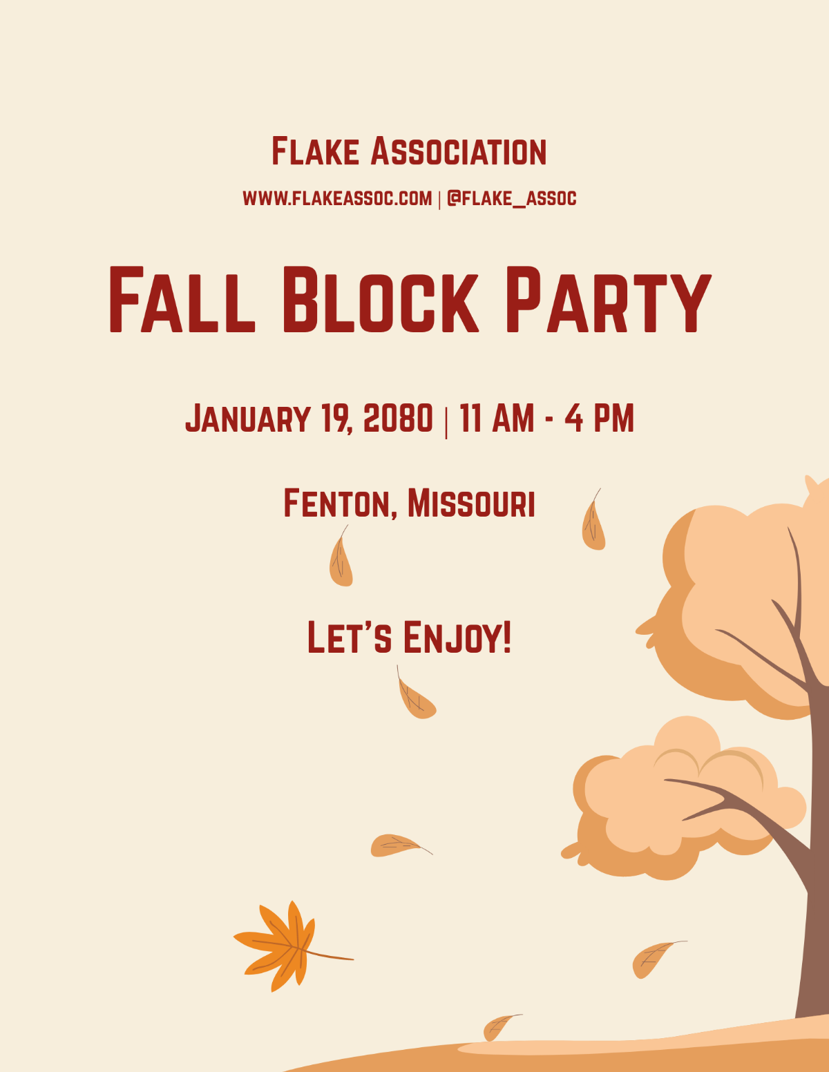 Free Fall Block Party Flyer Template