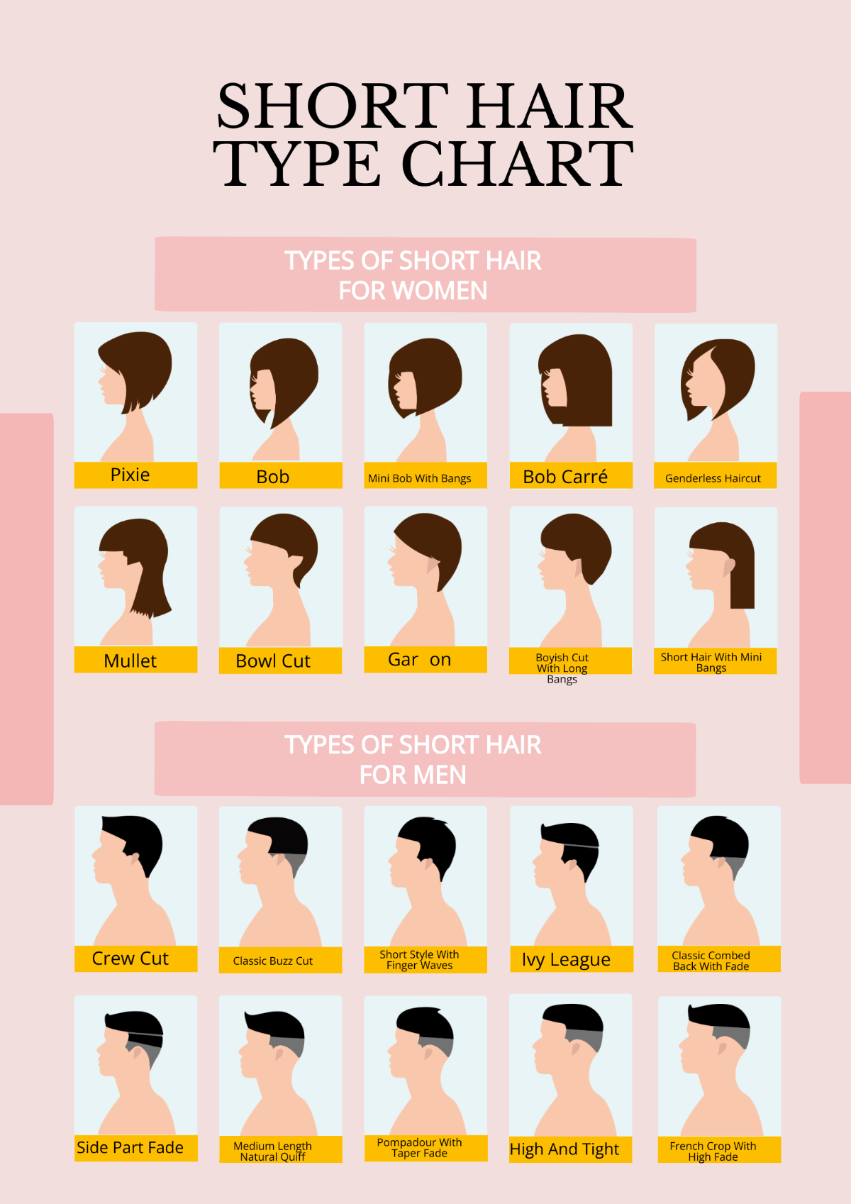 Short Hair Type Chart Template