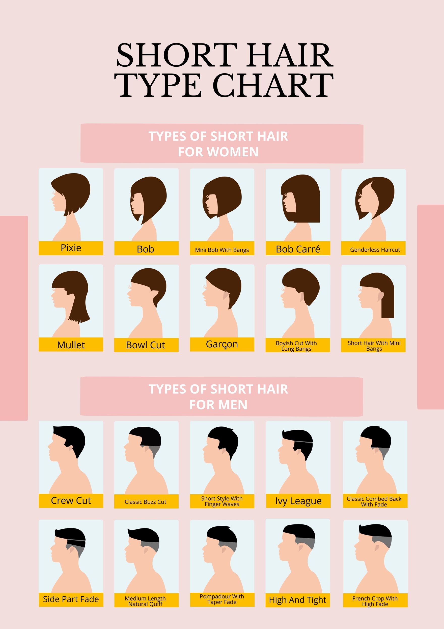 Short Hair Type Chart in PDF, Illustrator