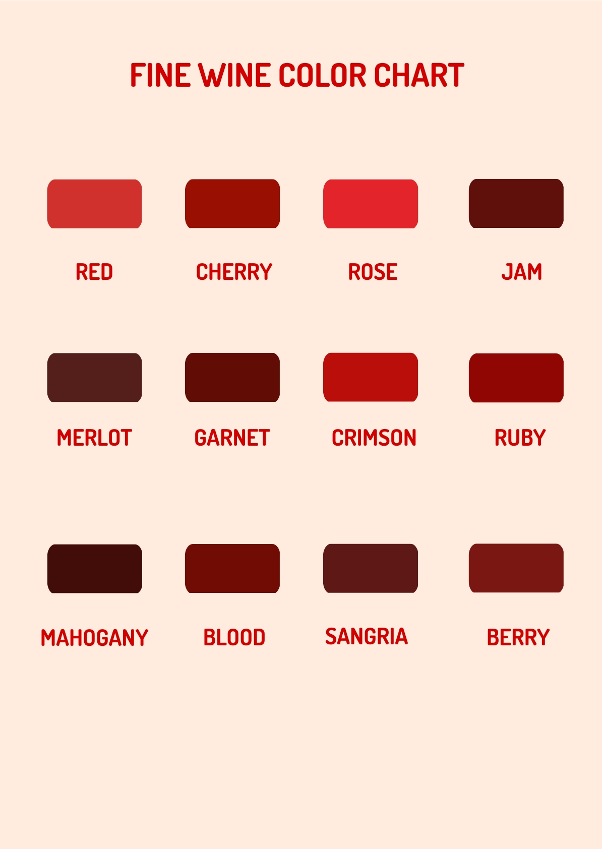 Wine Color Chart In PDF Illustrator Download Template