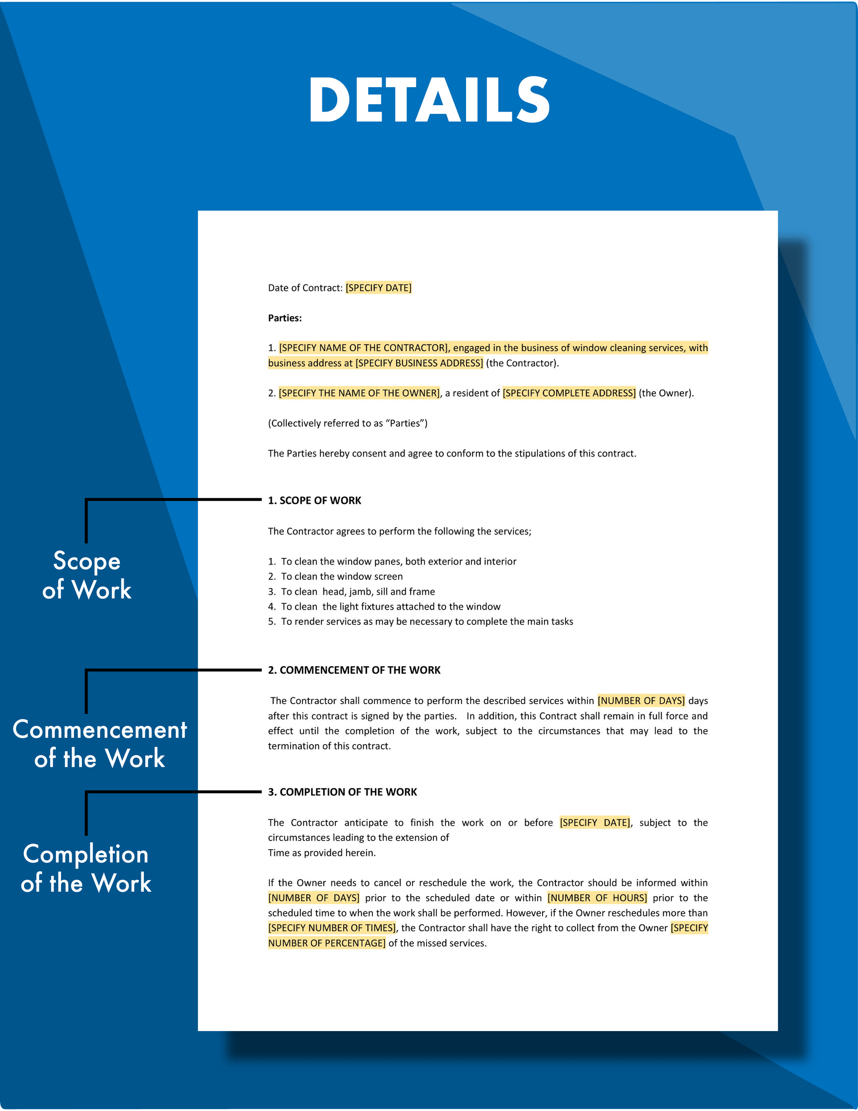 Window Cleaning Contract Template in Pages Word Google Docs