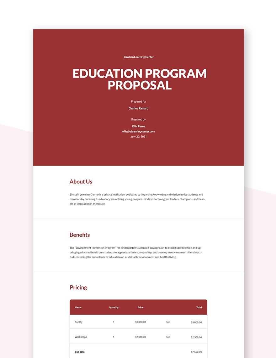 Education Program Proposal Template