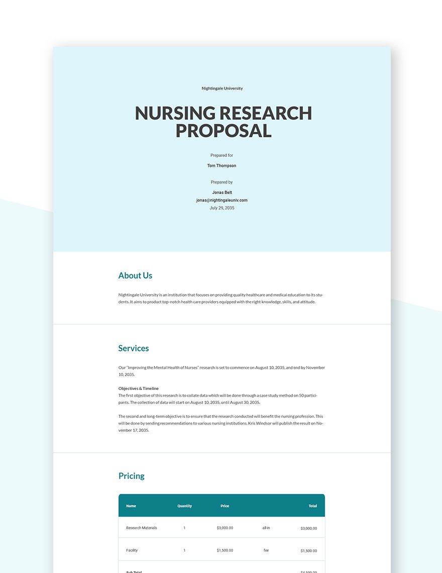 Nursing Research Proposal Template