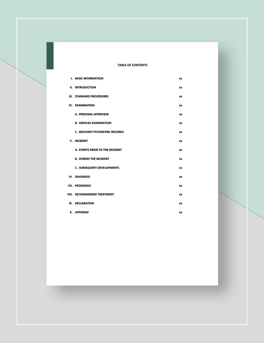 Psychological Report Template