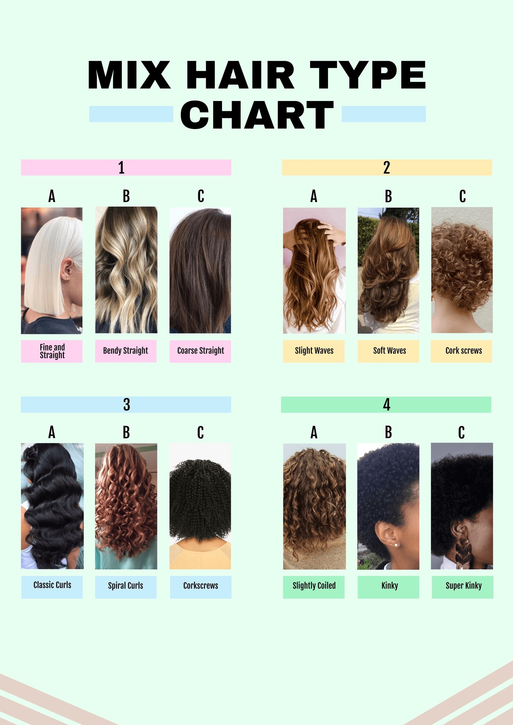 Mixed Hair Type Chart - Illustrator, PDF 