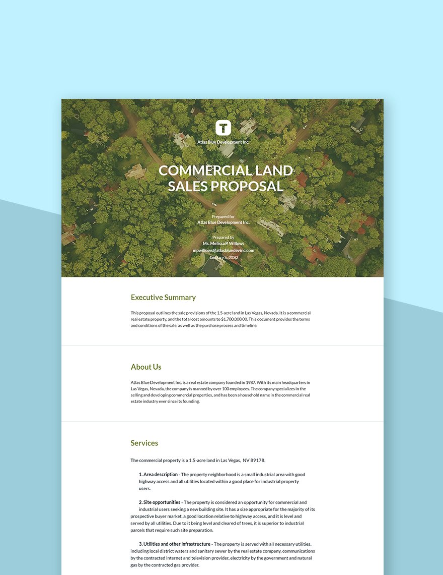 Land Sale Proposal Template Google Docs, Word, Apple Pages, PDF