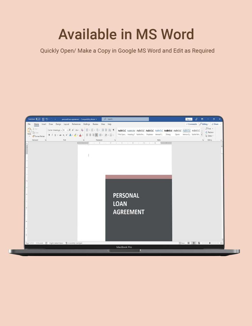 Personal Loan Agreement Template - Google Docs, Word, Apple Pages ...