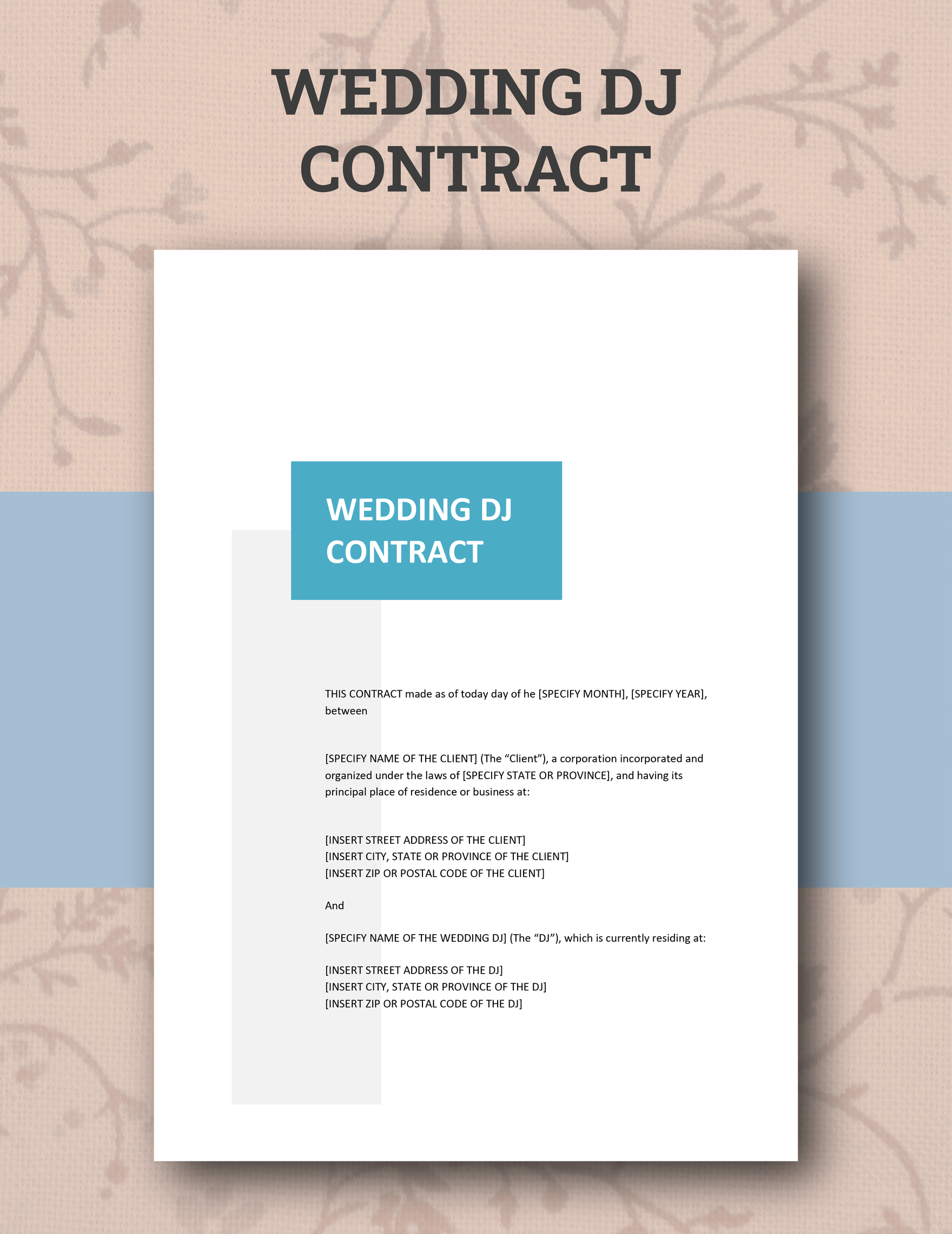 Wedding DJ Contract Template in Word, Google Docs, Apple Pages