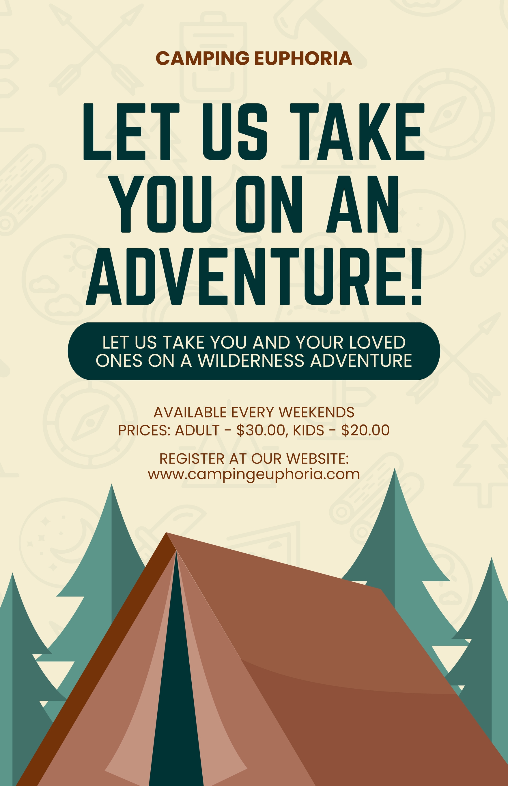 Adventure Camping Poster Template in Illustrator, PSD, Word, Publisher, Pages, Google Docs - Download | Template.net