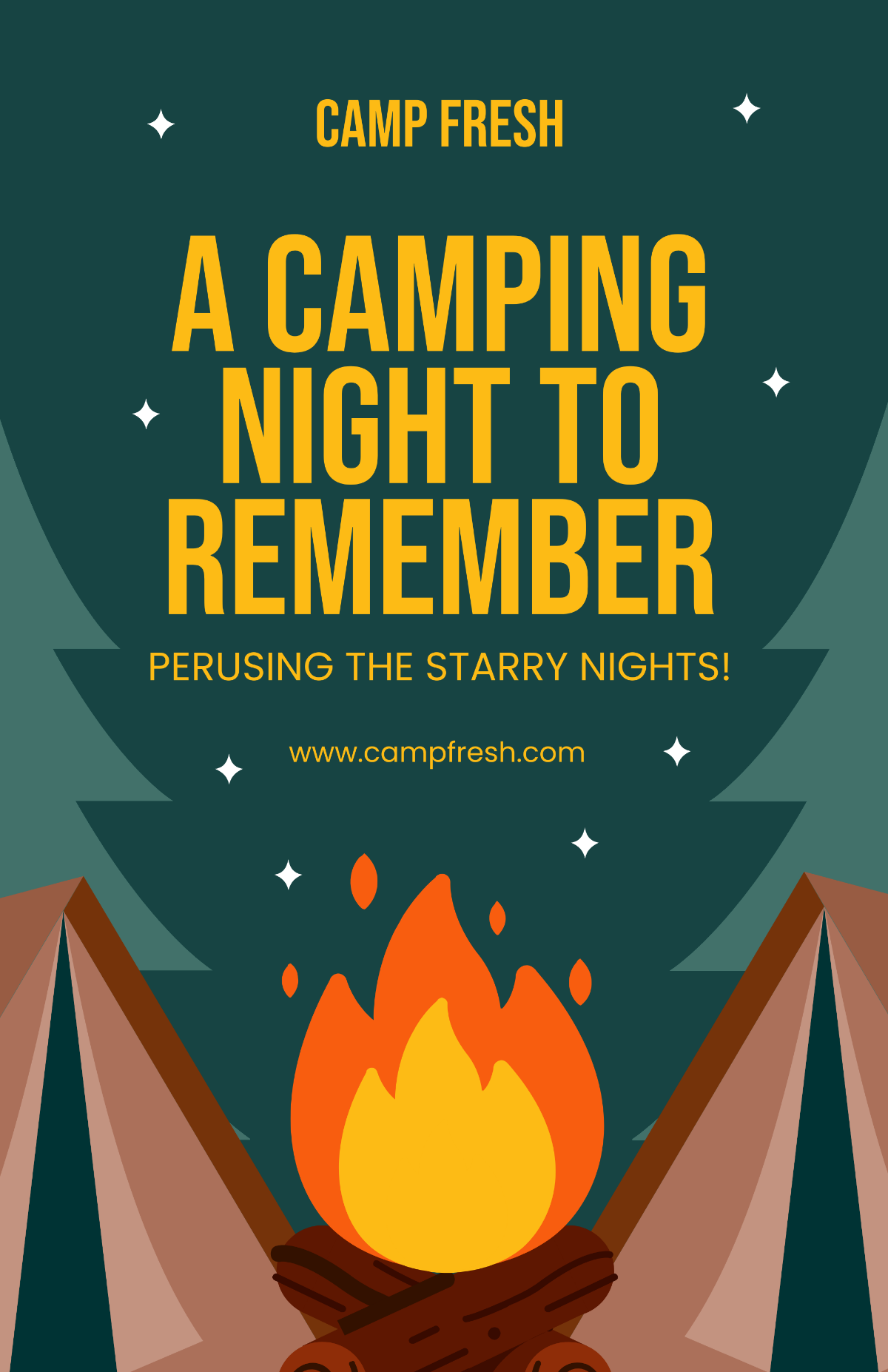 Night Camping Poster Template